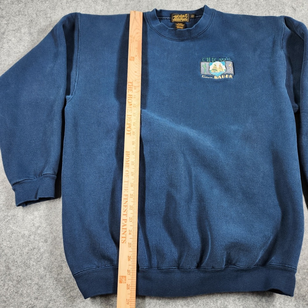 Vintage Eddie Bauer Sweatshirt Mens Medium Baggy 90s Blue Chicago Long Sleeve - Picture 5 of 11